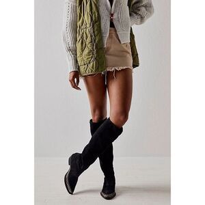 Free People Boho Western Boot Sterling Knee Hi Tall Slouchy Black Suede Euro 38